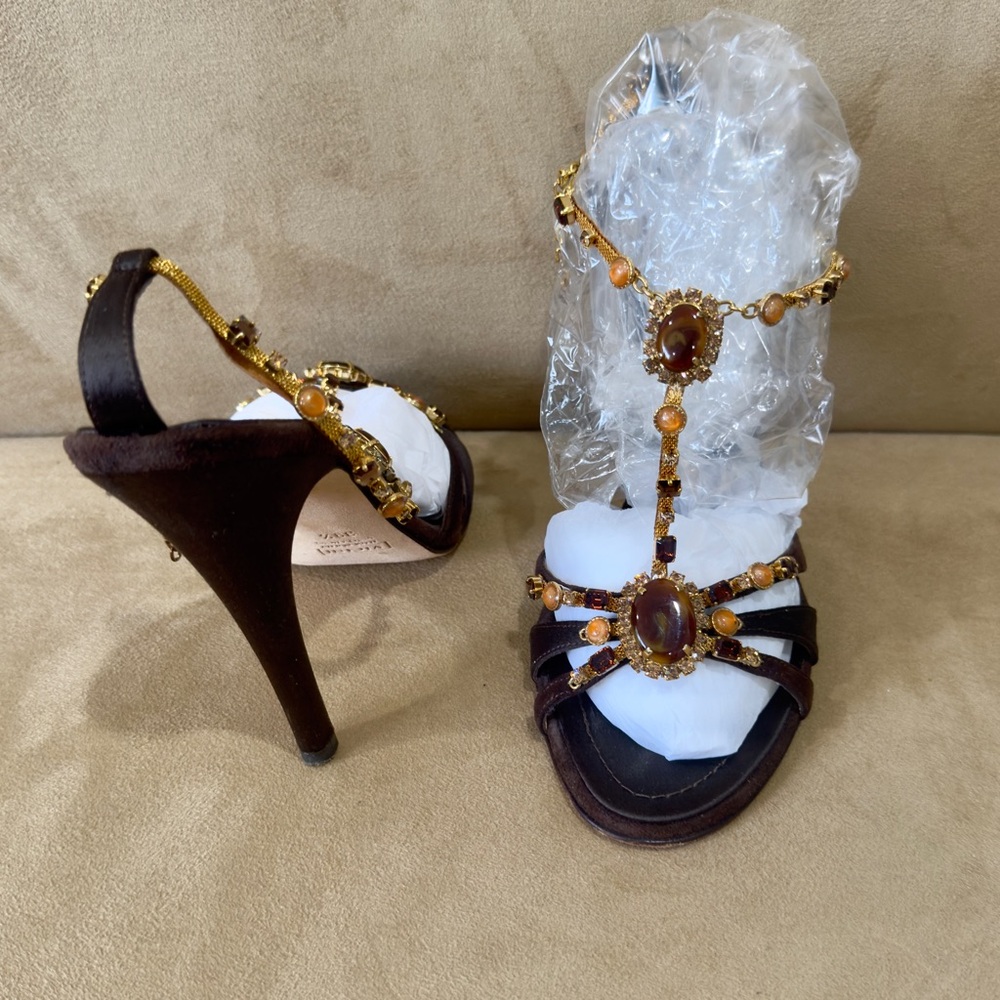 Giuseppe Zanotti Brown and Gold Sandals - Picture 5 of 16
